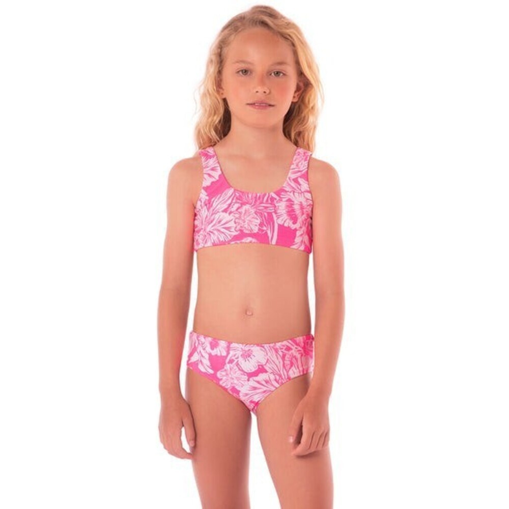 Maaji Hoya Bikini Set Kids 14 Pink Blossom Stretch Reversible Swimwear RED267